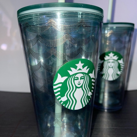 New!!! Starbucks Iridescent mermaid scale clear acrylic tumblers, 3 cups - Picture 7 of 16